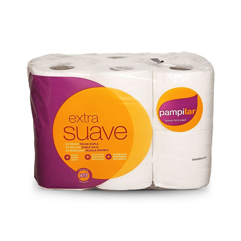 Pack de 12 rolos de papel higiénico Pampilar Extra Suave