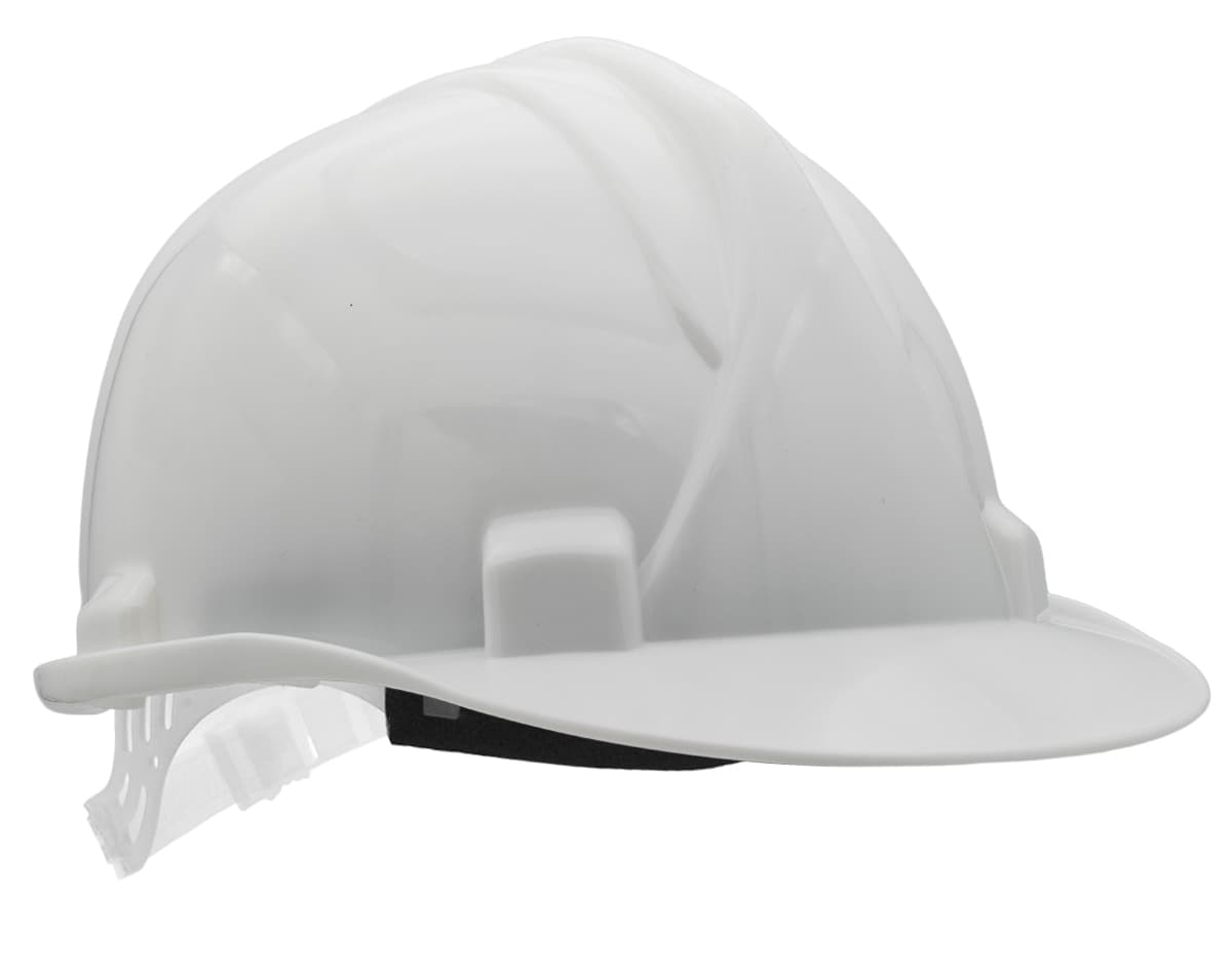 Capacete de proteção branco com fecho de cinta