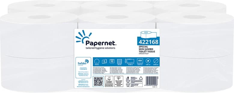 Pack de 12 rolos de papel higiénico mini jumbo Papernet