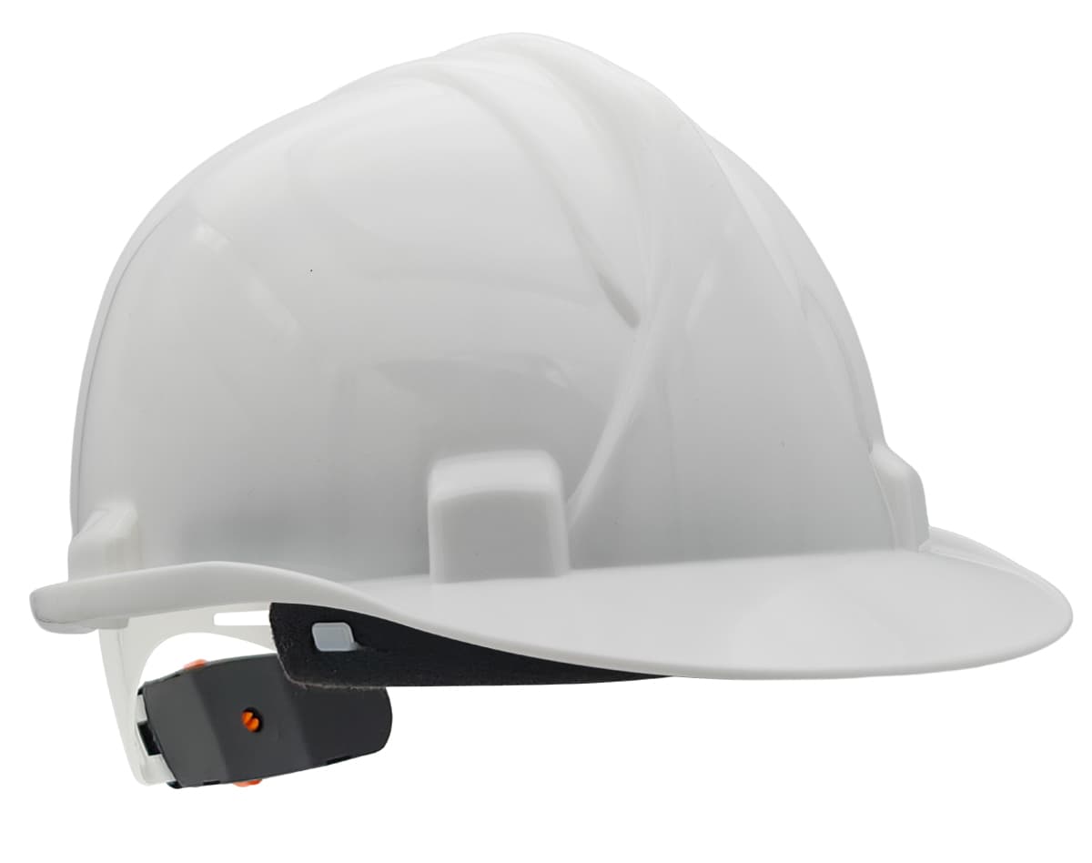 Capacete de proteção branco com fecho de roquete